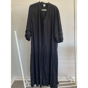 Chicos Size 4 ( Women 20/22) Pleat Detail Midi Dress Black Ruffle Tiered